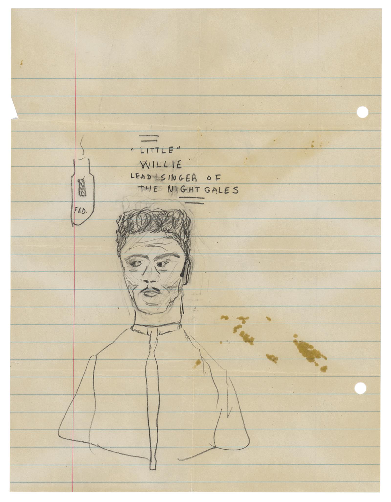 &quot;Little Willie&quot; in studio, a sketch by the youthful Bob Dylan
