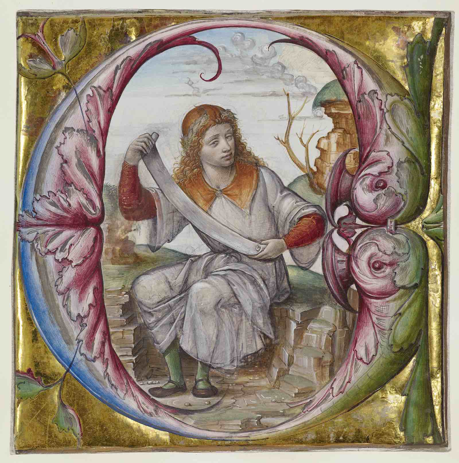 Initial E: Saint John the Evangelist, Italian, early 1500s