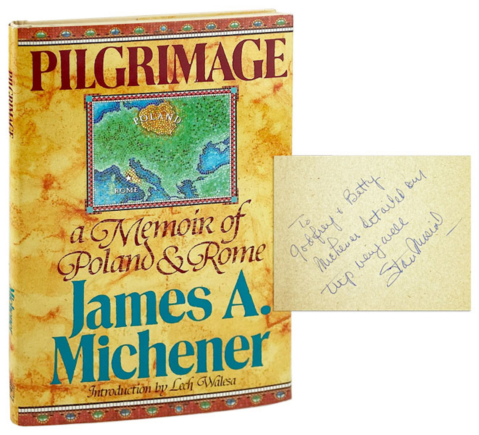 Pilgrimage: A Memoir of Poland and Rome by James A. Michener (Inscribed and Signed by Stan Musial)