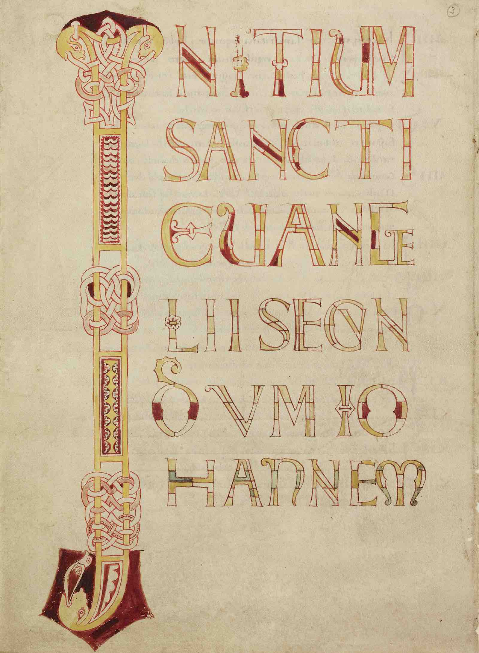 Decorated Incipit Page, Italy (Farfa, Lazio), about 1100. Gospel book (text in Latin). Tempera colors and red ink.