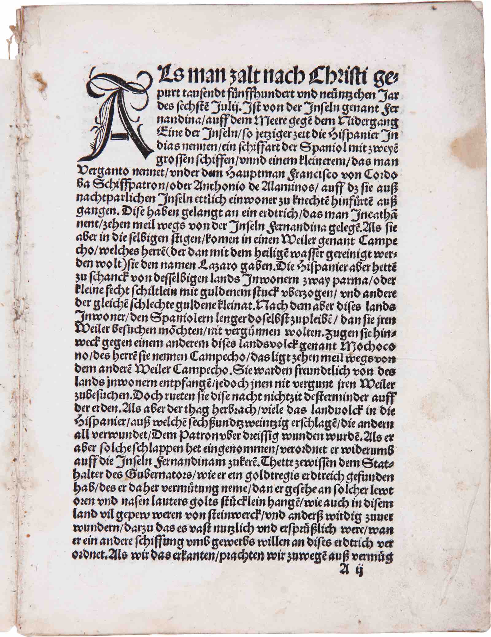 Ein Auszug ettlicher sendbrieff dem aller durchleüchtigisten grossmechtigiste[n] Fürsten und Herren Herren Carl römischen und hyspanische[n] König [et]c. by Hernan Cortés (1520)