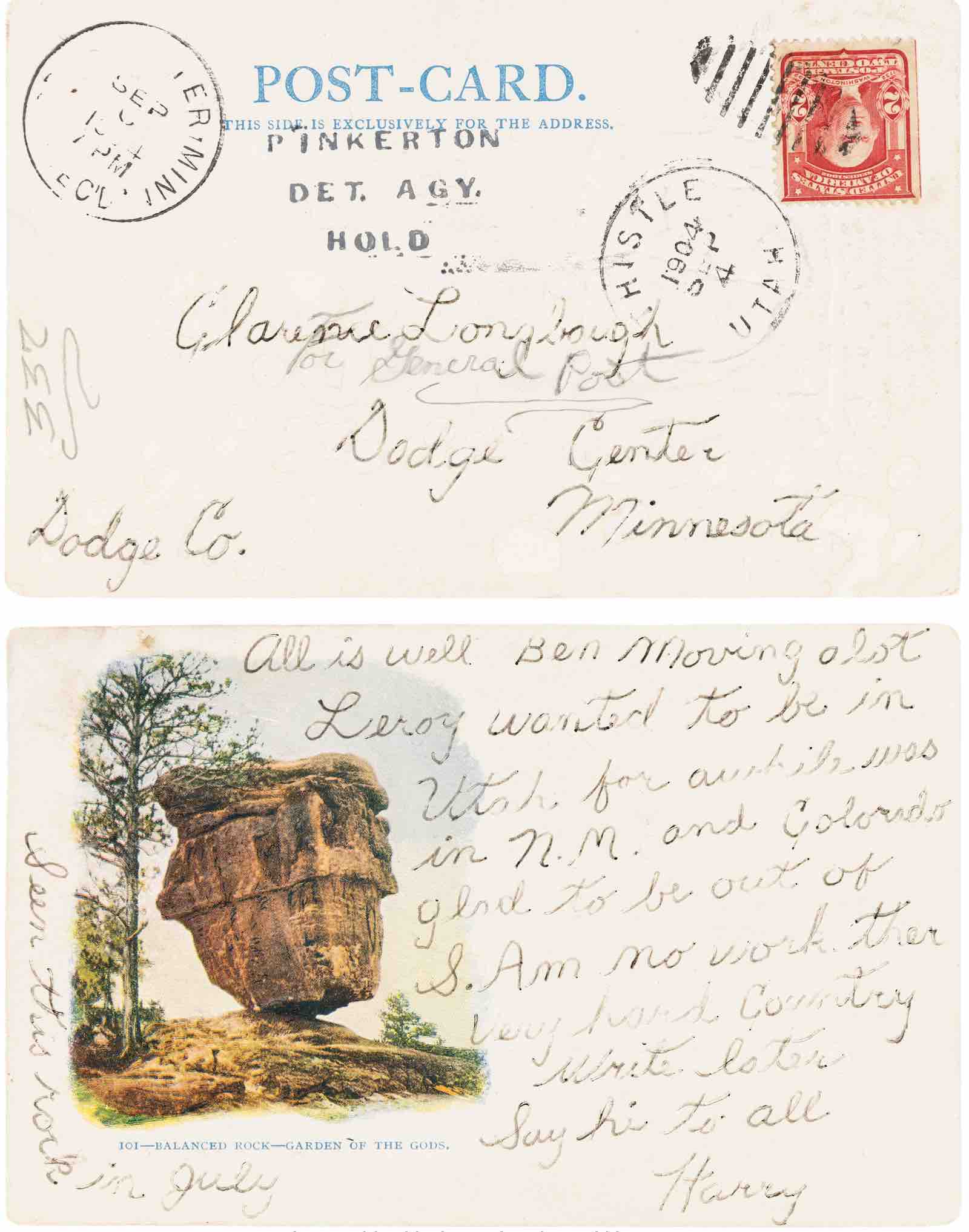 Harry Longabaugh (the Sundance Kid) signed postcard