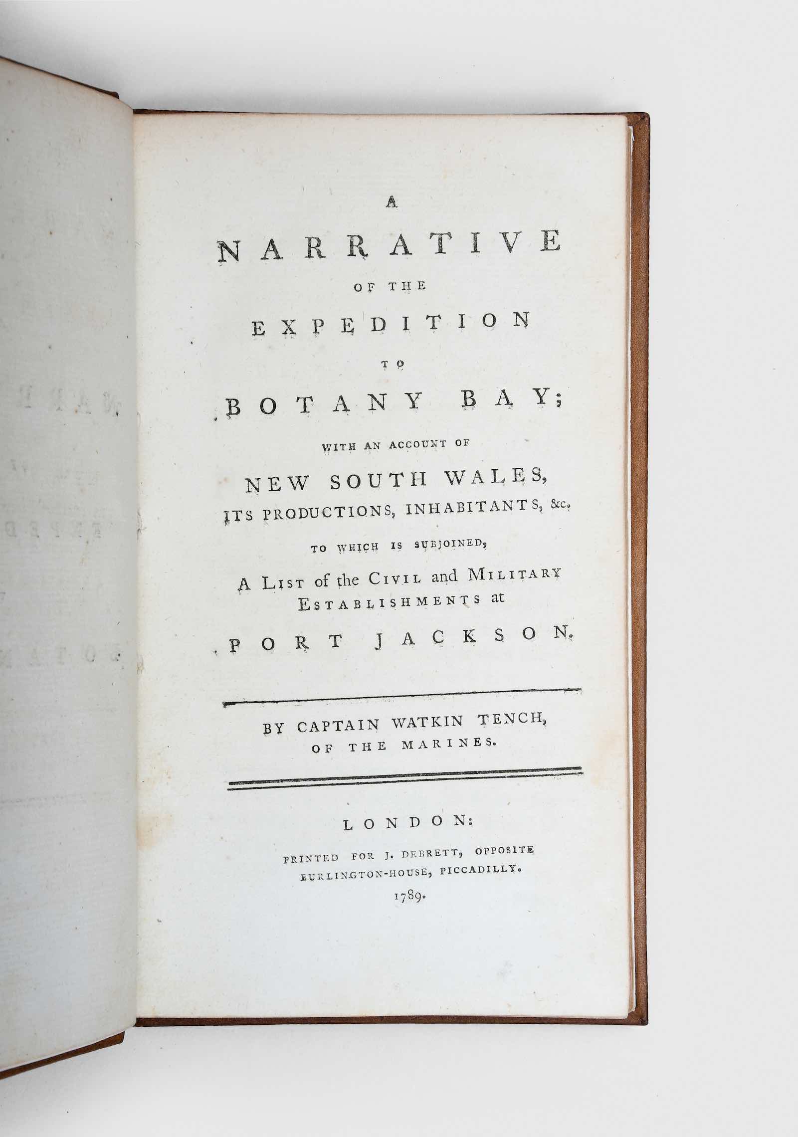 a first edition of A Narrative of the Expedition to Botany Bay by Watkin Tench