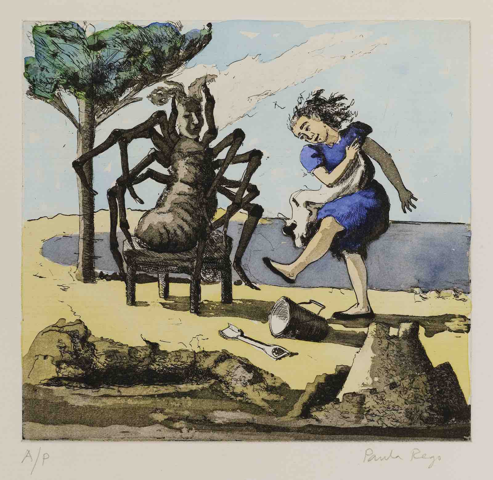 Little Miss Muffet II, 1989, hand coloured etching and aquatint