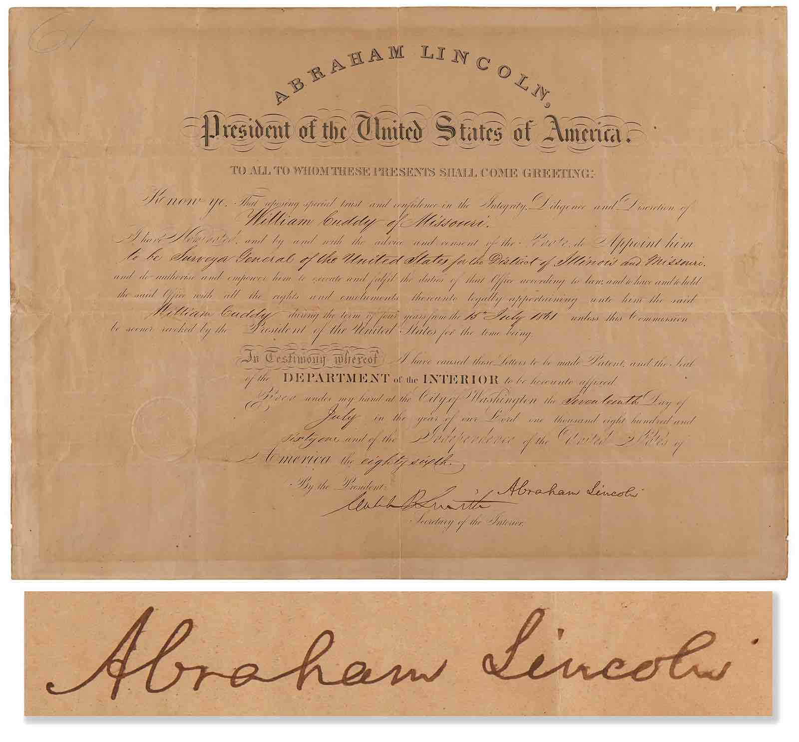 The signed Lincoln document