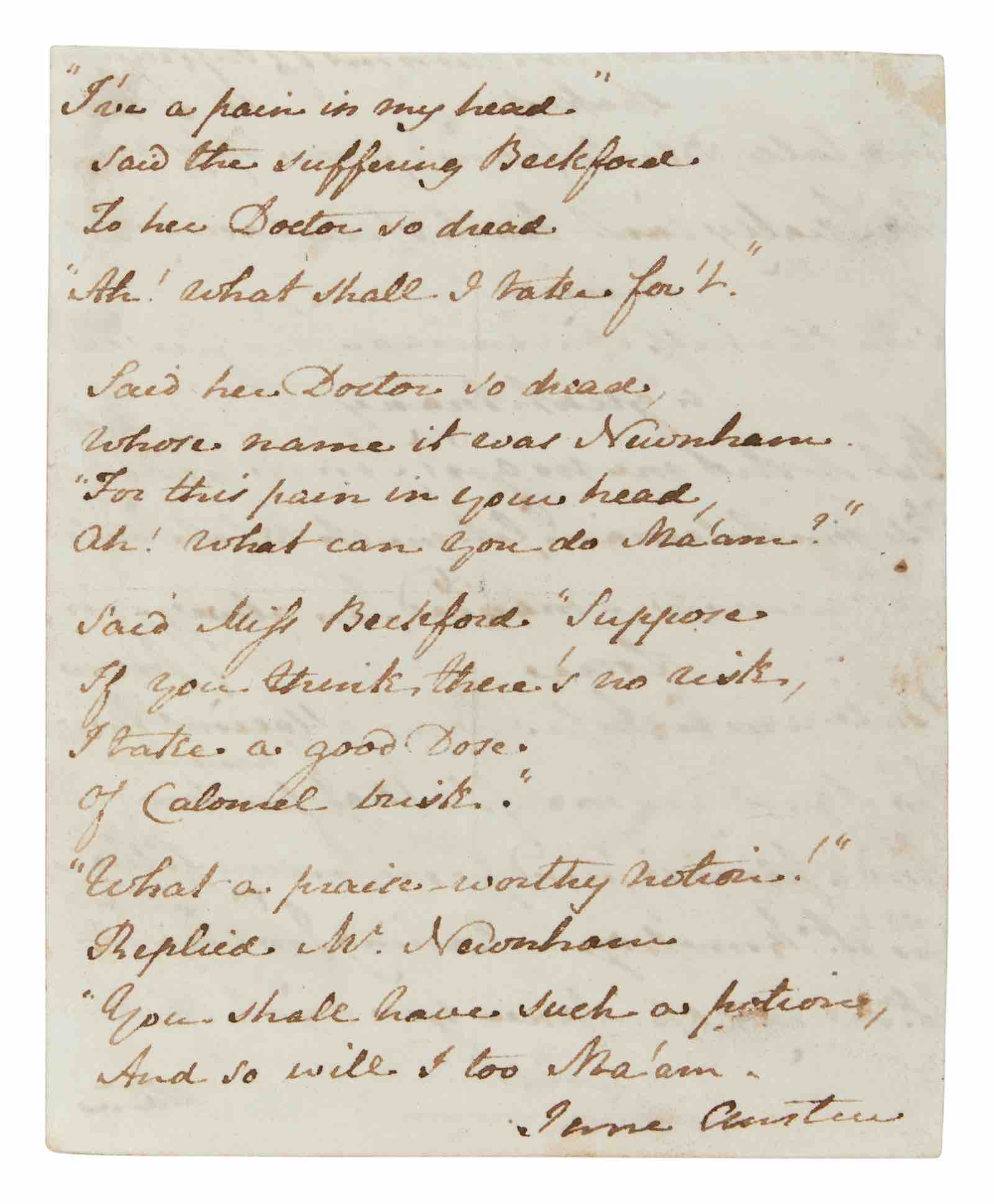 Jane Austen's Maria Beckford poem
