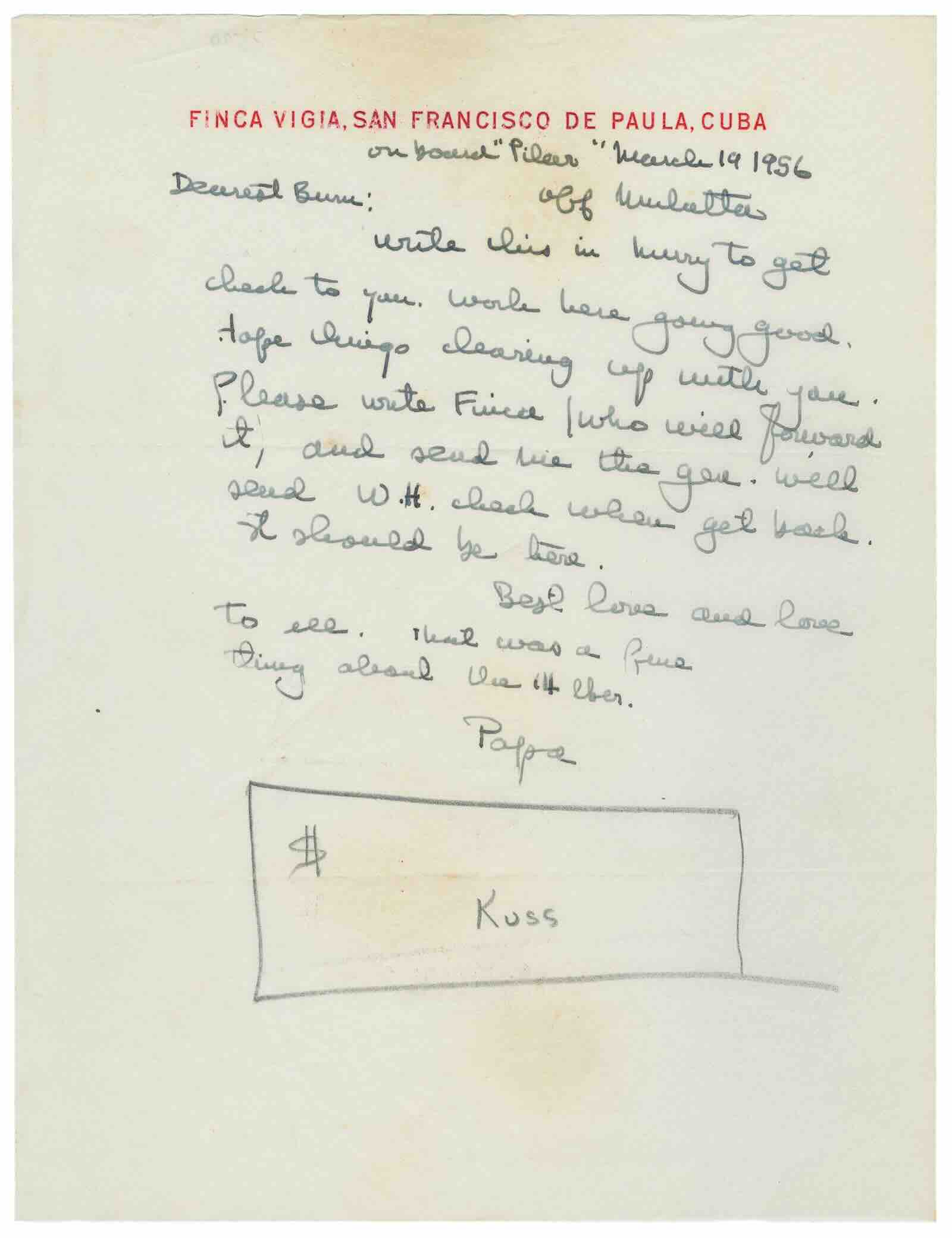 Autograph letter signed to Hemingway's son John (nicknamed 'Bumby')