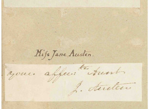 Jane Austen autograph cut signature ("your affecte Aunt/ J. Austen")