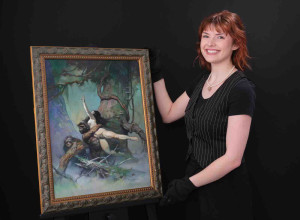 Framed handpainted Frank Frazetta Captive Princess 1973 paperback cover artwork