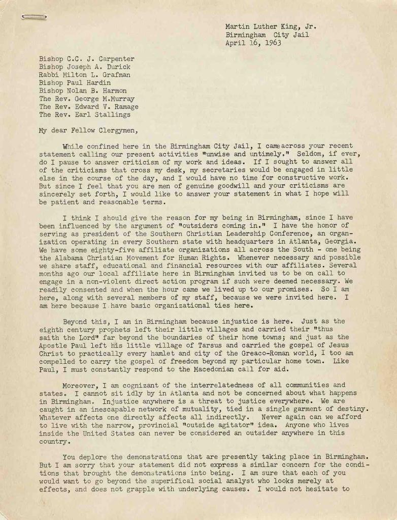 MLK Letter From Birmingham Jail Raises 185k At Swann Fine Books Collections