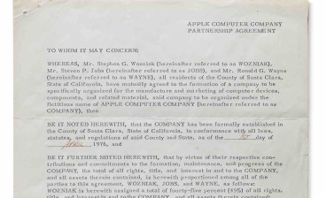 A closeup of the first page of the Apple contract