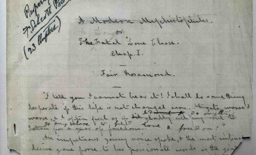 Part of the first page of the manuscript for A Long Fatal Love Chase