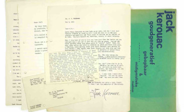 Three letters by Jack Kerouac, written between 1964 and 1969 to Jef Bierkens, editor of the avant-garde magazine Labris. Offered by Demian Gallery for €15,000.