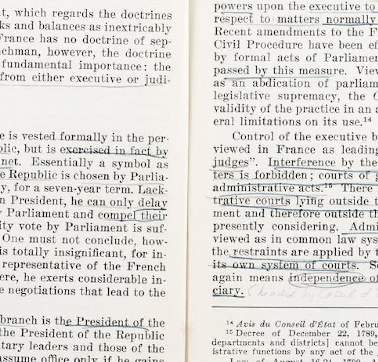 Ruth Bader Ginsburg's Personal Heavily Annotated Columbia Law School Book, The French Legal System – An Introduction to Civil Law Systems