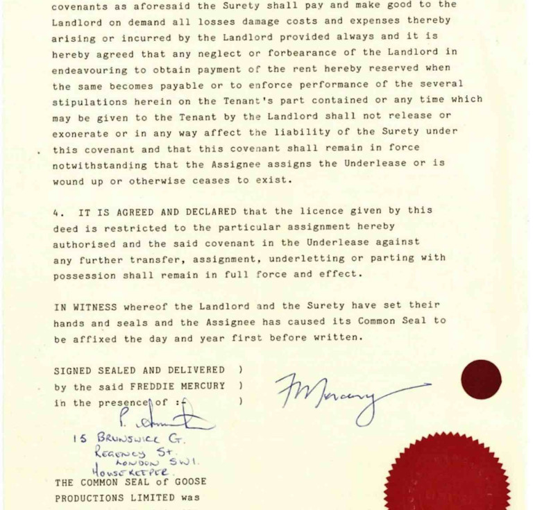 Freddie Mercury agreement