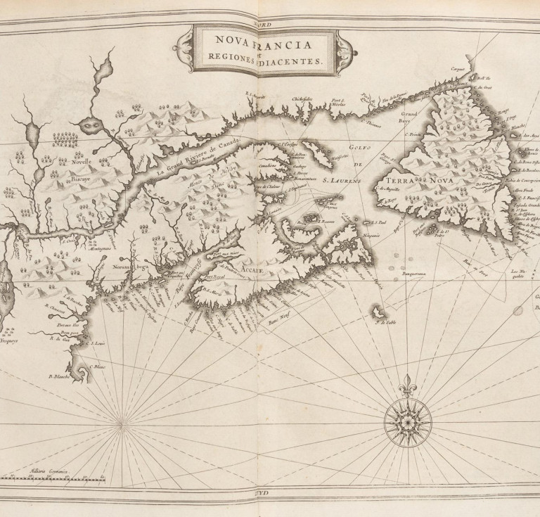 Map of "Nova Francia" from the 1633 de Laet atlas