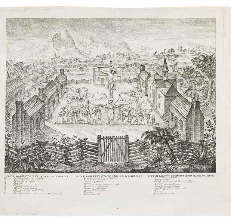 Courtius, Klyn Loretten in Noord-America/Little Loretto, Kentucky, engraving, circa 1812